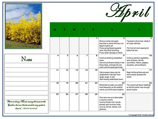 Monthly Garden and Lawn Tasks